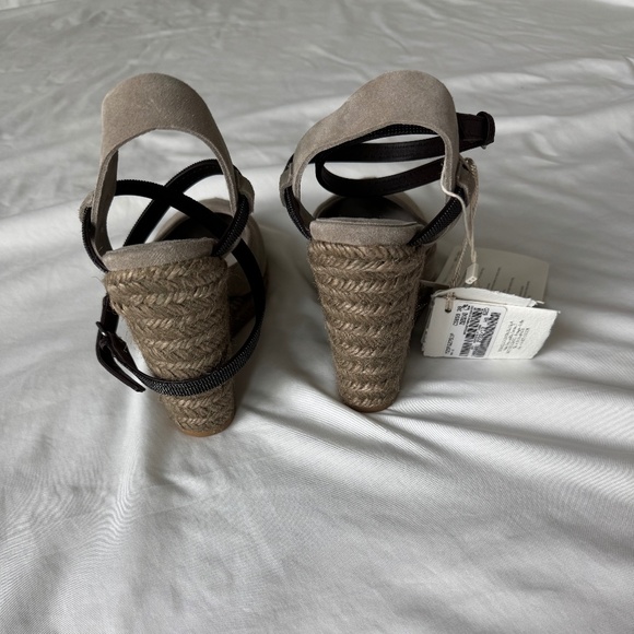 Brunello Cucinelli Suede Strappy Wedges Size 38 - Picture 6 of 10